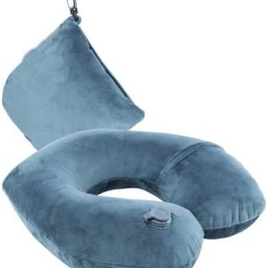 Inflatable Travel Neck Pillow for Airplane Train Car Washable Pillowcase U Shaped Office Napping Pillow