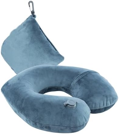 Inflatable Travel Neck Pillow for Airplane Train Car Washable Pillowcase U Shaped Office Napping Pillow