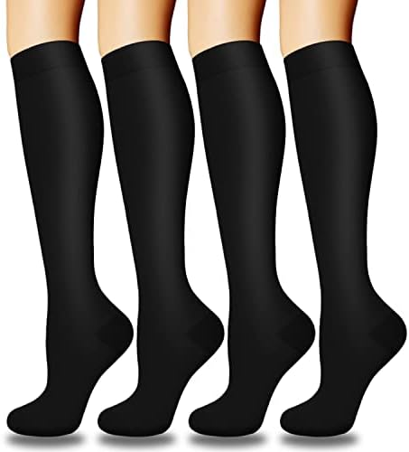Aoliks 4 Pairs Copper Compression Socks for Women & Men 15-20 mmHg,Best Support for Nurses Running Hiking