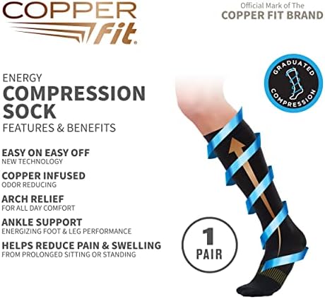 Copper Fit Energy Unisex Easy-On/Easy-Off Knee High Compression Socks - Image 2