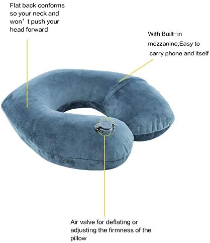 Inflatable Travel Neck Pillow for Airplane Train Car Washable Pillowcase U Shaped Office Napping Pillow - Image 3