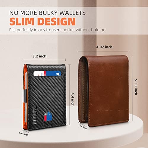 RUNBOX Slim Wallets for Men - Leather Money Clip Mens Wallet - RFID Blocking Front Pocket Bifold Wallet - Minimalist Credit Card Holder with Gift Box - Image 3