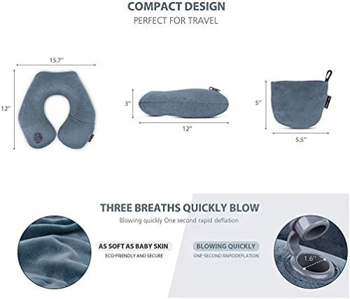 Inflatable Travel Neck Pillow for Airplane Train Car Washable Pillowcase U Shaped Office Napping Pillow - Image 5