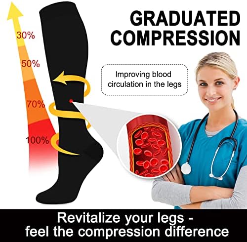 Aoliks 4 Pairs Copper Compression Socks for Women & Men 15-20 mmHg,Best Support for Nurses Running Hiking - Image 4
