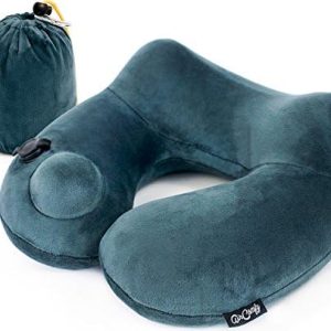 AirComfy Daydreamer Travel Neck Pillow - Self-Inflatable Pillow with Luxuriously Soft Washable Cover and Packsack - Compact and Lightweight Support for Sleeping and Traveling in Airplanes