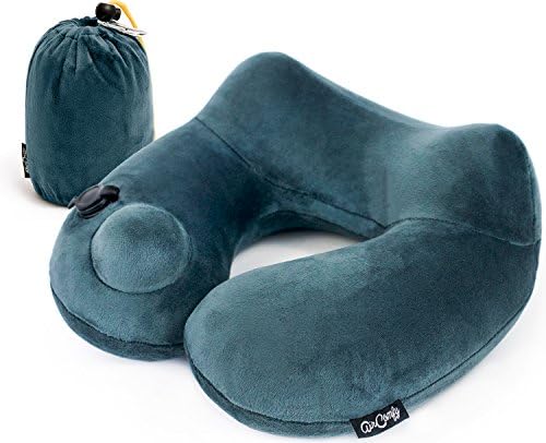 AirComfy Daydreamer Travel Neck Pillow - Self-Inflatable Pillow with Luxuriously Soft Washable Cover and Packsack - Compact and Lightweight Support for Sleeping and Traveling in Airplanes