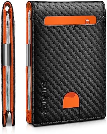 RUNBOX Slim Wallets for Men - Leather Money Clip Mens Wallet - RFID Blocking Front Pocket Bifold Wallet - Minimalist Credit Card Holder with Gift Box