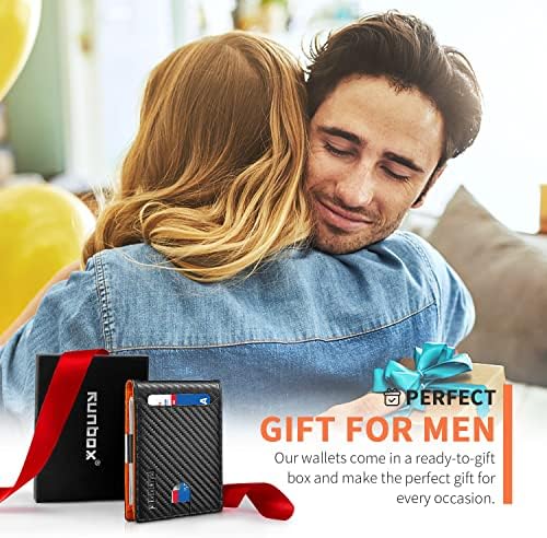 RUNBOX Slim Wallets for Men - Leather Money Clip Mens Wallet - RFID Blocking Front Pocket Bifold Wallet - Minimalist Credit Card Holder with Gift Box - Image 6