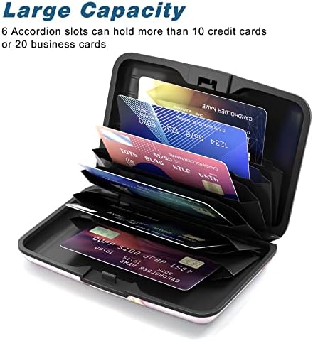 Atufsuat Credit Card Holder, Mini Aluminum Wallet RFID Blocking Slim Metal Hard Case for Women Men, Pink Marble - Image 4