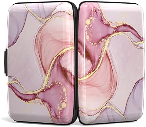 Atufsuat Credit Card Holder, Mini Aluminum Wallet RFID Blocking Slim Metal Hard Case for Women Men, Pink Marble - Image 5
