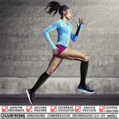 CHARMKING Compression Socks for Women & Men Circulation (8 Pairs) 15-20 mmHg is Best Support for Athletic Running,Hiking - Image 2