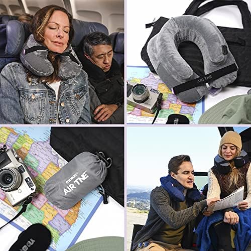 Cabeau Air TNE Inflatable Travel Neck Pillow Lightweight Inflatable Core, Customized Fit, Adjustable Chin Strap, with Compact Carrying Case for Comfort On-The-Go (Midnight Black) - Image 7