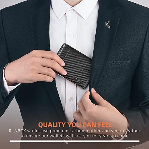 RUNBOX Slim Wallets for Men - Leather Money Clip Mens Wallet - RFID Blocking Front Pocket Bifold Wallet - Minimalist Credit Card Holder with Gift Box - Image 5