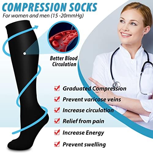 BLUEENJOY Copper Compression Socks for Women & Men (6 pairs) - Best Support for Nurses, Running, Hiking, Recovery - Image 5