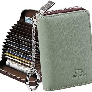 FurArt Credit Card Wallet, Zipper Card Cases Holder for Men Women, RFID Blocking, KeyChain Wallet, Compact Size