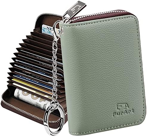 FurArt Credit Card Wallet, Zipper Card Cases Holder for Men Women, RFID Blocking, KeyChain Wallet, Compact Size