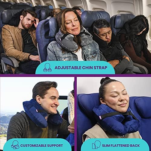 Cabeau Air TNE Inflatable Travel Neck Pillow Lightweight Inflatable Core, Customized Fit, Adjustable Chin Strap, with Compact Carrying Case for Comfort On-The-Go (Midnight Black) - Image 4
