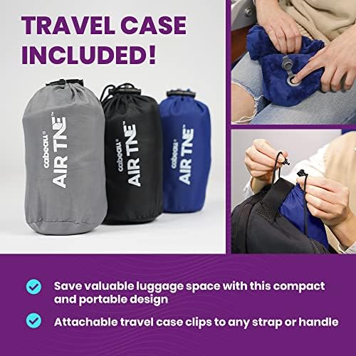 Cabeau Air TNE Inflatable Travel Neck Pillow Lightweight Inflatable Core, Customized Fit, Adjustable Chin Strap, with Compact Carrying Case for Comfort On-The-Go (Midnight Black) - Image 6