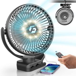 8-inch Clip on Fan - 12000mAh Portable Fan Battery Rechargeable with 3 Speeds and Strong Airflow, USB Fan Small Desk Fan Personal Quiet Fan for Office, Stroller, Bedroom, Camping, Gifts for Men